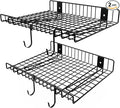 2 Pack Garage Wall Shelf, Wall Mounted Storage Shelves, Heavy Duty Metal Shelves for Room Wall, Loads 130 LBS Floating Shelves Mesh Storage Rack for Garage, Office, Basement,Wall Cabinet and Kitchen