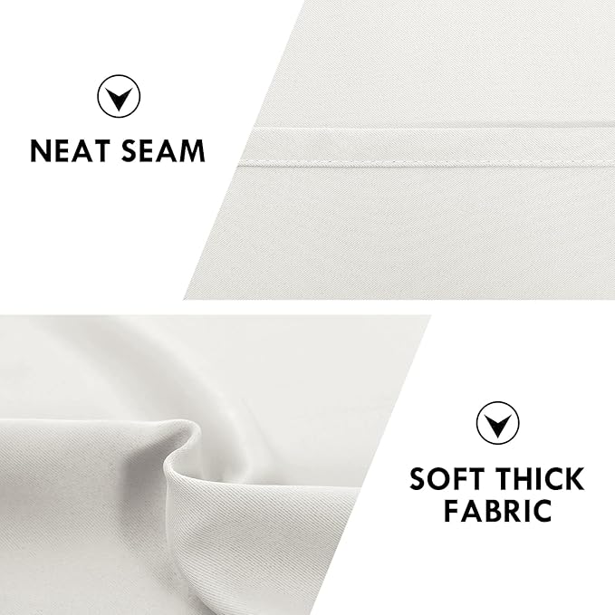 DWCN Blackout Curtains Thermal Insulated, Energy Saving & Noise Reducing Bedroom and Living Room Curtains, Ivory, W 52x L 63 Inch, Set of 2 Rod Pocket Curtain Panels