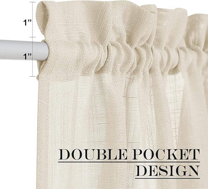 NICETOWN Door Panel Curtains Faux Linen French Curtain Window Curtain Semi Sheer Covering Privacy for Temporary Front Glass Door, Window 1 Panel, 36" W by 80" L, Light Grey