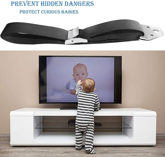 TV and Furniture Anti Tip Straps,Metal Heavy Duty TV Straps Child Safety,Adjustable Safety Furniture Wall Anchors for Baby Proofing Flat Screen TV,Dresser,Bookcase,Cabinets