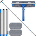 20 Feet+ High Reach Window Squeegee, 2-in-1 Window Cleaner Tool with 15.5Ft Extension Poles, Professional Window Washing Kit, Long Window Cleaning Equipment for High Outdoor Windows Glass