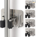 Broom Holder Wall Mount Screw Drilling, Sturdy Heavy Duty Stainless Steel Mop Gripper Rack Perforated, Perfect for Laundry Room Organizer, Fit with Laundry Kitchen Garage Garden Storage System