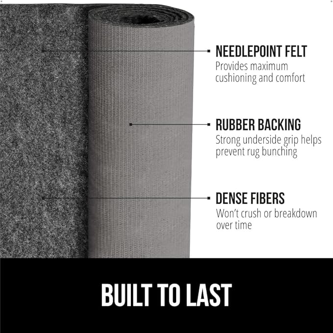 GORILLA GRIP Felt and Natural Rubber Stay in Place Slip Resistant Rug Pad, 1/8in Thick, 2x4 FT Protective Padding Under Area Rugs, Cushioned Gripper Pads, Carpet Runners, Hardwood Floors Protection