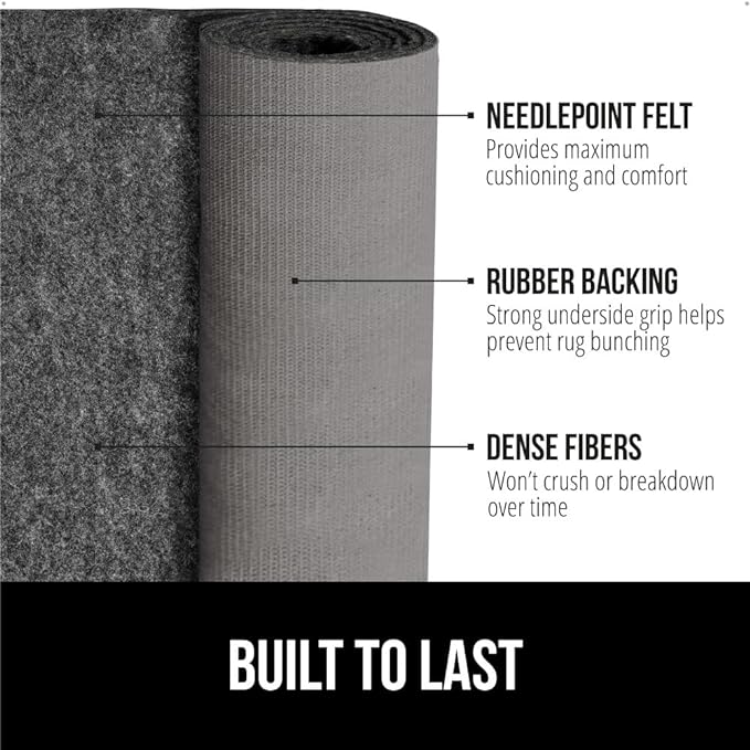 GORILLA GRIP Felt and Natural Rubber Stay in Place Slip Resistant Rug Pad, 1/4in Thick, 2x3 FT Protective Padding Under Area Rugs, Cushioned Gripper Pads, Carpet Runners, Hardwood Floors Protection