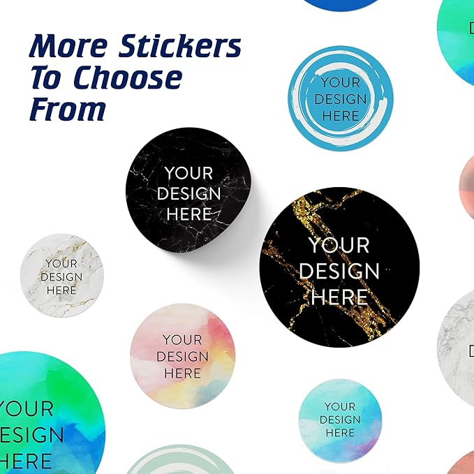 100 Custom Vinyl Stickers - Upload Your own Image, Text, Design, Logo - Personalized Logo Labels for Handmade, Packaging, Bottle, Jars, Candle, Brand Stickers (Black Marble, 1.5x1.5)