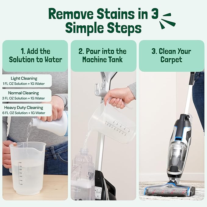 Sunny & Honey Carpet Shampoo & Cleaning Solution - 32 Fl Oz Spring Mint Scent - Pet Carpet Cleaner Machine Solution - Rug & Upholstery Cleaner - Stain Remover & Odor Deodorizer
