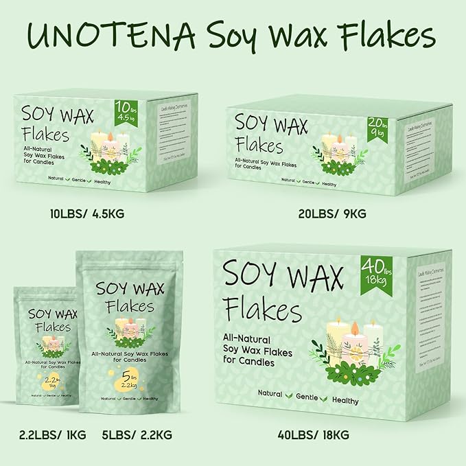 UNOTENA Soy Wax Flakes for Candle Making, Natural Candle Wax, Farm-Sourced, No Additives, Safe and Pure, 10LB