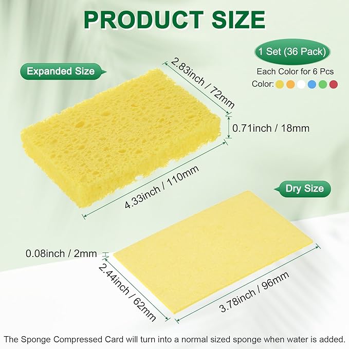 6-Set Kitchen Sponges, Condense Eco Cellulose Non-Scratch Scrub Heavy Sponge for Kitchen/Household/Bathroom, Clean Tough Messes Dish Scrubber [Multicolor]