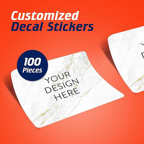 100 Custom Vinyl Stickers - Upload Your own Image, Text, Design, Logo - Personalized Logo Labels for Handmade, Packaging, Bottle, Jars, Candle, Brand Stickers (Gold Marble, 4x2)