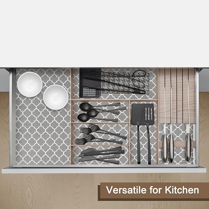 OcePor Non-Adhesive Drawer and Shelf Liner 12IN x 20FT，Non Slip Cabinet and Cupboard Liner, Kitchen Cabinet Liners for Shelves, Waterproof Drawer Shelf Liners for Cabinets/Bathroom Cupboard