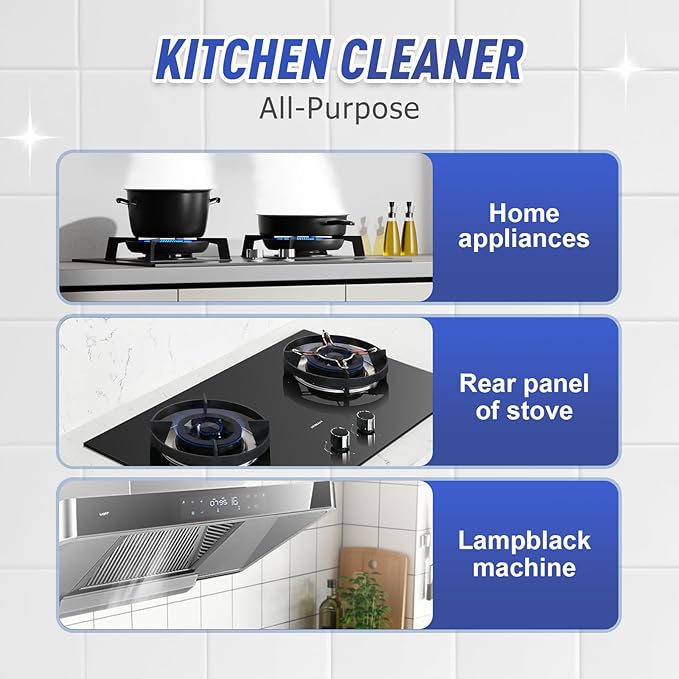Kitchen Heavy Oil Cleaner, 2025 Newly Upgraded Heavy Duty Oil Stain Remover, 500 ML Multipurpose Cleaner Spray, Kitchen Degreaser Spray for Stovetops, Ovens, Range Hoods (2)