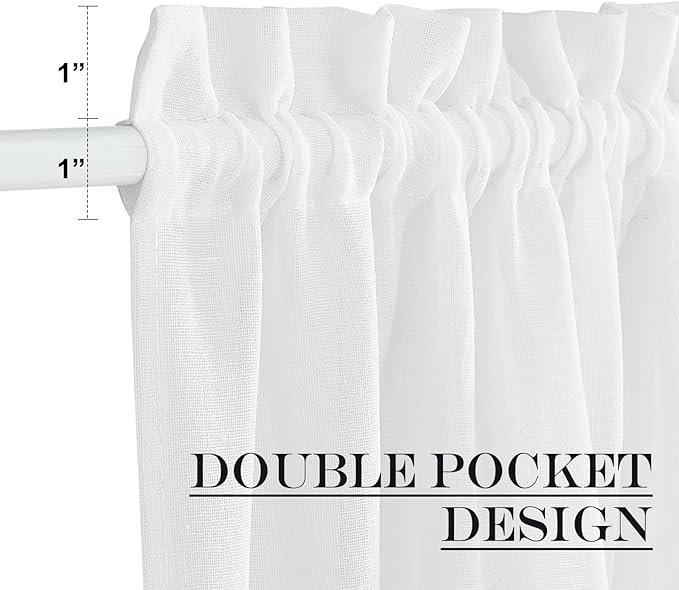 NICETOWN Sheer Curtains for French Door, Light Filtering Rod Pocket Door Curtain for Doorway Temporary Privacy Window Covering for Living Room Patio Glass, 26" W x 80" L, 1 PC, White