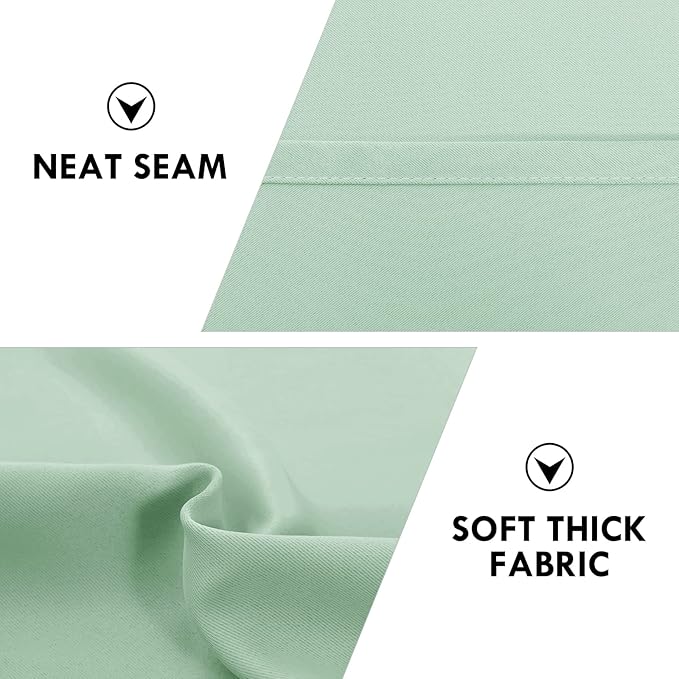 DWCN Thermal Short Blackout Curtains for Bedroom/Kitchen, Energy Saving Room Darkening Curtains for Nursery/Bedroom/Kitchen(W42 x L36 inch，Light Green, Set of 2 Panels, Top of Rod Pocket)