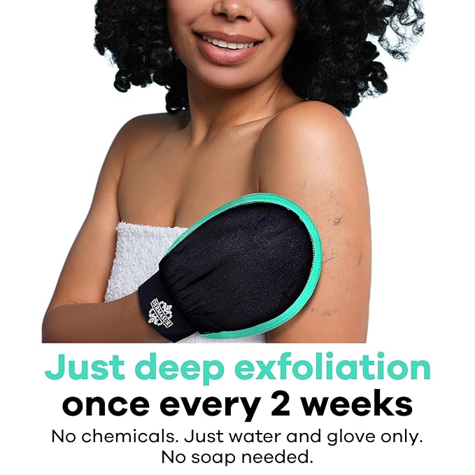 Dermasuri - Deep Exfoliating Glove - Polishing Mitt Body Scrubber - Korean Skin Cleaner Exfoliator & Dead Skin Buffing Treatment - Gifts for Women & Men - Keratosis Pilaris Scrub Remover - (1 Pack)