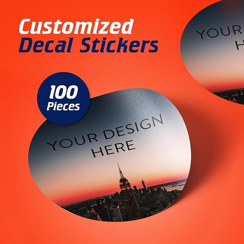100 Custom Vinyl Stickers - Upload Your own Image, Text, Design, Logo - Personalized Logo Labels for Handmade, Packaging, Bottle, Jars, Candle, Brand Stickers (City, 5x5)