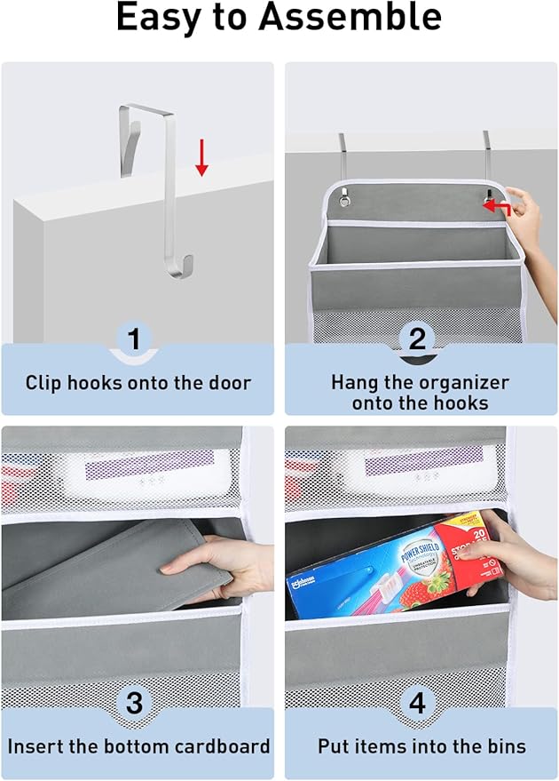 Yecaye 1 Pack Over the Door Organizer, 35.2lbs Load Toy Stuffed Animal Storage, Swing-proof Hanging Bathroom Organizers and Storage for Nursery Newborn Baby Essential Stuff Dorm Room Essentials