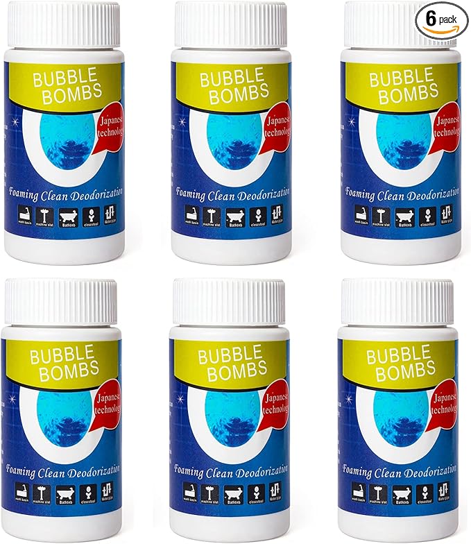 6 Pcs Bubble Bombs Drain Cleaner, Pipe Dredge Deodorant, Quick Dredge Pipeline, Powerful Sink Drain Cleaner, Magic Fast Foaming for Kitchen Toilet Pipeline Quick Cleaning Tool