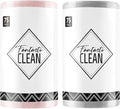 Fantasticlean Microfiber Cleaning Cloth Roll -150 Pack, Tear Away Microfiber Towels, 12" x 12", Reusable, Washable, Ultra Absorbent Dishcloth for Home Supplies, Car, Pet, Kitchen (Pink & Grey)
