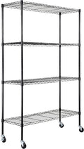 VEVOR Storage Shelving Unit, 4-Tier Adjustable Storage Shelves, 48" L x 18" W x 74" H Garage Storage Shelves, Metal Shelves with Wheels for Kitchen Pantry Basement Bathroom Laundry