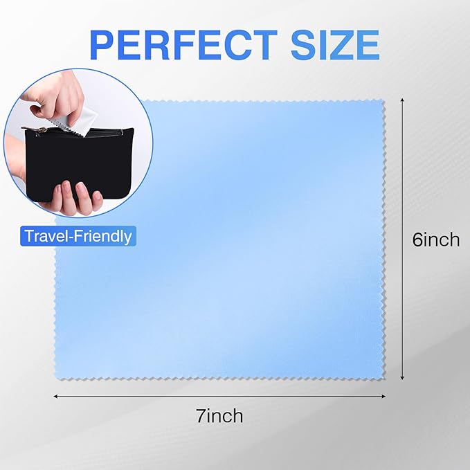 60-Pack Microfiber Cleaning Cloths for Glasses, 6x7 Inch Premium Lens Cleaning Cloth for Screens, Cameras, Eyeglasses, Cell Phone, LCD TV Screens，Black，Grey and Light Blue