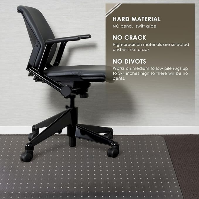 Azadx Heavy Duty Office Chair Mat for Carpet 36" x 55" Hard Material Chair Mat for Carpeted Floor Non-Slip Carpet Protector for Office Easy Glide Desk Floor Mat for Office Chair on Carpets 2 Pack