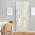 NICETOWN 80 Inches Length Door Curtains with Tieback for Window, Farmhouse Linen Texture Sidelight Semi-Sheer Window Covering French Door Curtains for Closet Doorway, 1 Panel, 26" Wide, Bieg