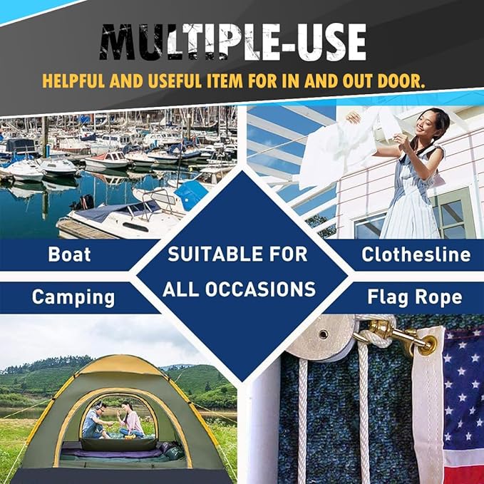 PerkHomy 500lb Cotton Rope 3/16" (5mm) 50 ft Multi Purpose Utility Diamond Braided Cord, Natural Cotton for Clothes Line Camping Crafting Flag Pole, Natural White