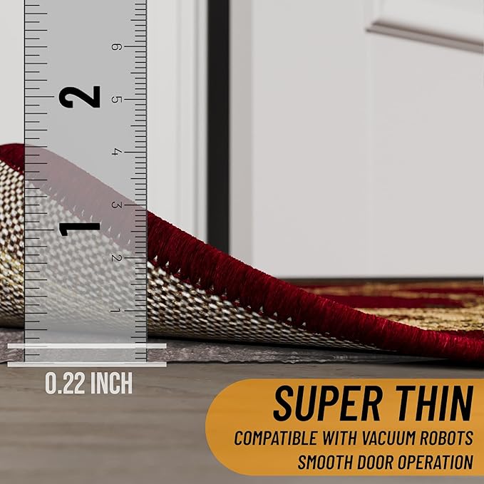 Ottomanson 6' x 8' Non-Slip Rug Pad Gripper 1/4 Inch Thick Dual Surface Felt + Rubber Gripper - Safe for All Floors, Brown