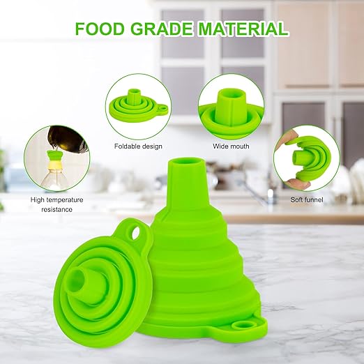 Kitchen Funnel Set 7 Pack, Collapsible Silicone Funnel for Filling Bottles, Beverage, Lab, Oil, Paint - Kitchen Gadgets Accessories Multicolor