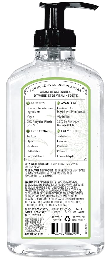 J.R. Watkins Gel Hand Soap, Scented Liquid Hand Wash for Bathroom or?Kitchen, USA Made and Cruelty Free, 11 fl oz, Aloe & Green Tea