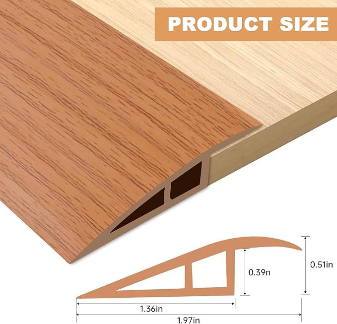 Vinyl Door Threshold Flooring Transition Strip Self Adhesive Carpet Edging Strip for Laminate Doorway Edge Threshold from 1/5" to 2/5" (Yellow Wood Grain, 3.3 Ft)