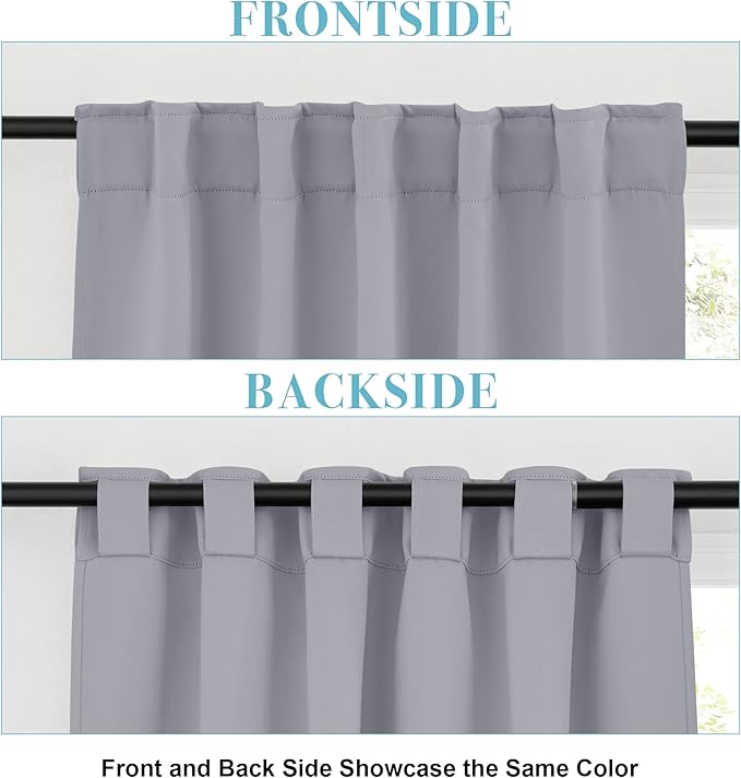 RYB HOME Small Window Curtains Blackout, Privacy Thermal Insulating Drapes for Bedroom Bathroom Basement Cafe Classroom Window Decor, W 34 x L 45 inches, Silver Grey, 2 Panels