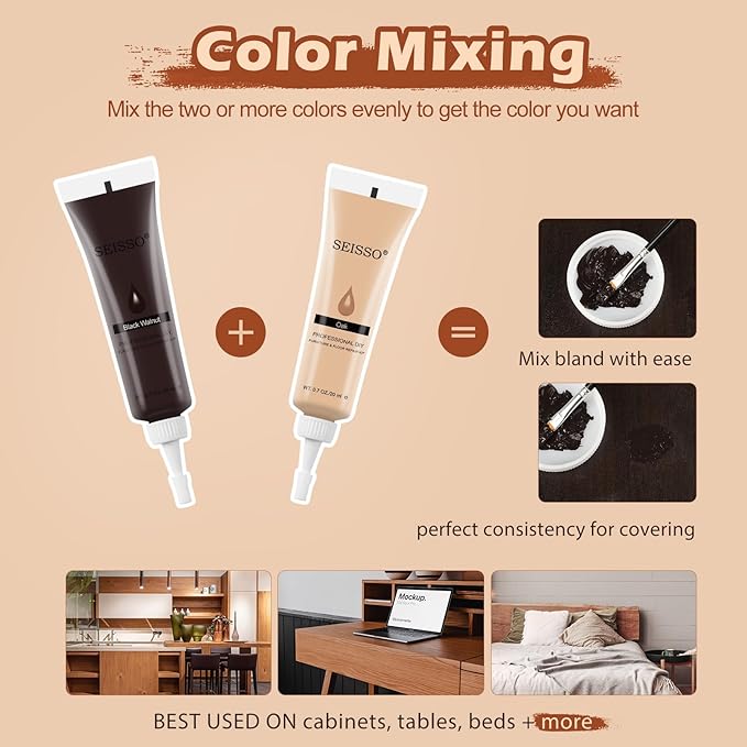 SEISSO Furniture Repair Kit, 12 Colors Wood Touch up Paint, Wood Stain, Wood Filles, Wood Paint Restore Any Wooden Floors, Cabinet, Tables, Carpenters, fix furniture Scratches, Cracks, Hole