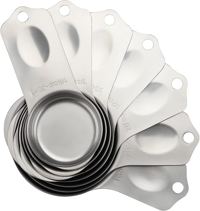 Stainless Steel Measuring Cups Set of 7 Stackable Heavy Duty Measuring Cups for Dry and Liquid Ingredients