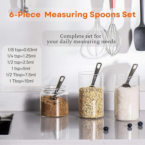 11PCS Measuring Spoons Set Stainless 1 tbsp, 1/2 tbsp, and 1-1/16tsp Steel Measuring Spoons for Cooking Baking Spice Jars and Liquid Ingredients