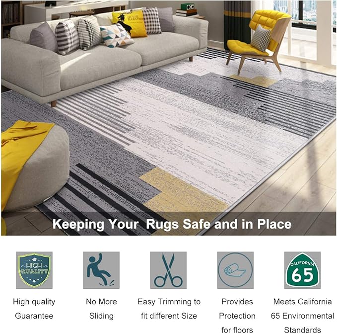 Non Slip Rug Pad Grippers - 8x11, 1/8" Thick, (Felt + Rubber) Double Layers Area Carpet Mat Tap, Provides Protection and Cushioning for Hardwood or Tile Floors