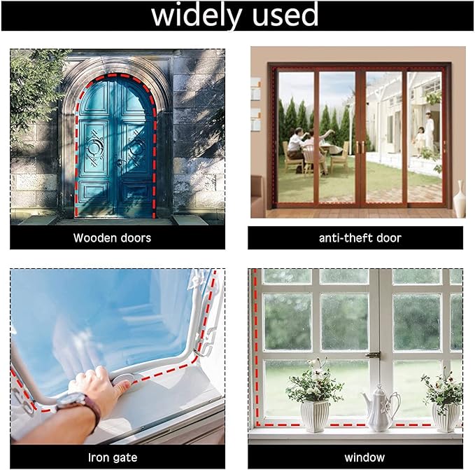 White Rubber Weather Stripping Door Seal Strip, D Shape Door Rubber Weather Seal Strip, SelfAdhesive Door Weatherstripping Soundproofing Door Sealing Strip for Windows (50 feet, White)