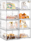 Plastic Drawers Storage, 8 Pack Clear Stackable Storage Drawers, Acrylic Storage Bins with Drawers for Fridge Organizers, Small PlasticDrawers Stackable for Makeup Organizers Cosmetic Display