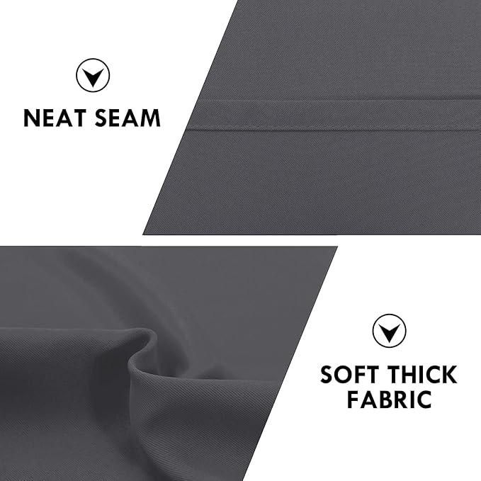 DWCN Bedroom Blackout Curtains 70 x 63 Inches Length 2 Panels Set, Solid Thermal Insulated Energy Saving Rod Pocket Window Treatment Curtains Blackout Drapes (W70 x L63 Inch, Dark Grey)