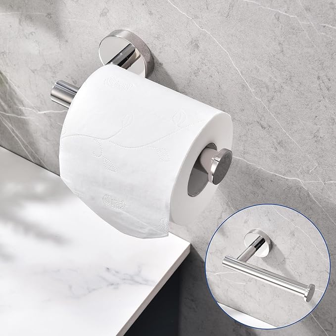 TASTOS Toilet Paper Holder SUS304 Stainless Steel Round Size Polished Chrome 2 Pack