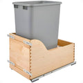 Rev-A-Shelf Pullout Trash Can for Kitchen Cabinet, Single 50 Qt Bin with 12" Wood Frame - Large Garbage Bin Container for Home Waste Storage and Recycling