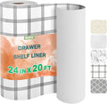 OcePor Non-Adhesive Drawer and Shelf Liner 24IN x 20FT，Non Slip Cabinet and Cupboard Liner, Kitchen Cabinet Liners for Shelves, Waterproof Drawer Shelf Liners for Cabinets/Bathroom Cupboard, Stripe