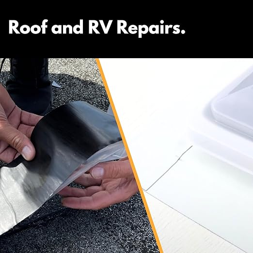 HSS Sealant Tape with MicroSealant - Waterproof Commercial Roofing Tape for Roof and RV Repair - UV- & Weatherproof (Black, 4 inch x 50 feet)
