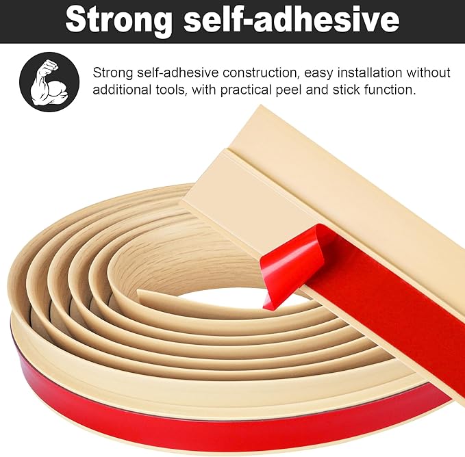 10Ft Carpet Floor Transition Strip, Self Adhesive Floor Edging Trim Strip, PVC Threshold Cover for Doorway, Floor Divider Strip Suitable for Threshold Height Less Than 5 mm - Beige Cream