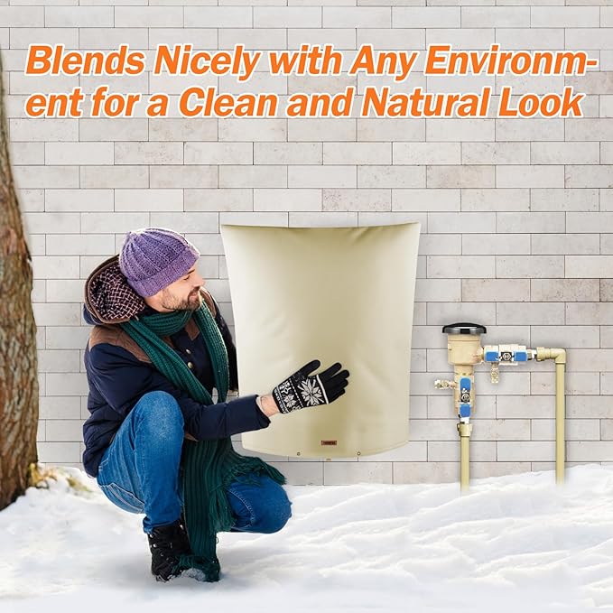 Backflow Preventer Pipe Insulation Cover (5°F) - Irrigation Sprinkler Valve Insulated Pouch - Water Well Pump Cover - Sturdy 5 Layers for Winter Freeze Protection, 18" W x 24" H, Beige