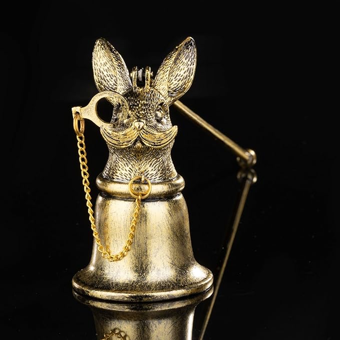 Antique Rabbit Candle Snuffer - Vintage Gunmetal Finish with Spectacle Chain, Flame Extinguisher Tool & Home Decor Gift for Candle Lovers (8cm x 19cm)