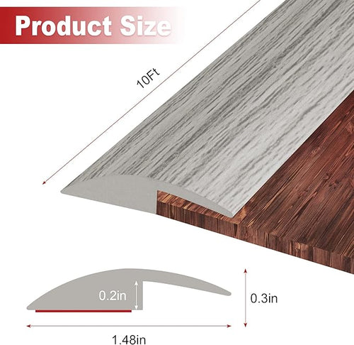 10Ft Carpet Floor Transition Strip, Self Adhesive Floor Edging Trim Strip, PVC Threshold Cover for Doorway, Floor Divider Strip Suitable for Threshold Height Less Than 5 mm - Gray Forest