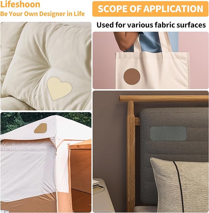 Fabric Repair Patches, 17X158 Inch Canvas Self-Adhesive Fabric Patches Tape Durable, DIY Large Canvas Repair for Sofa, Couches, Furniture, Chair, Clothing （17X158 Inch, Beige）