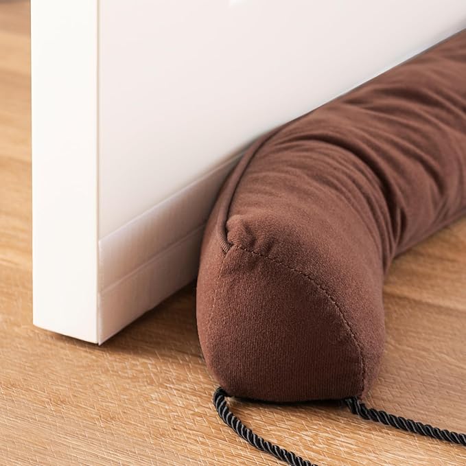 Sunolga 32" Door Draft Stopper Blocks Hot and Cold Air with Removable Washable Cover for Gaps Up to 3", All-Season Seal for Noise, Door Sweep for Bottom of Door and Window, Home Essentials, Coffee