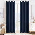 PONY DANCE Navy Blue Blackout Curtains for Bedroom 84 Inch Length 2 Panels Set, Privacy Thermal Insulated Room Darkening Grommet Drapes for Living Room Window, W34 x L84 Inch